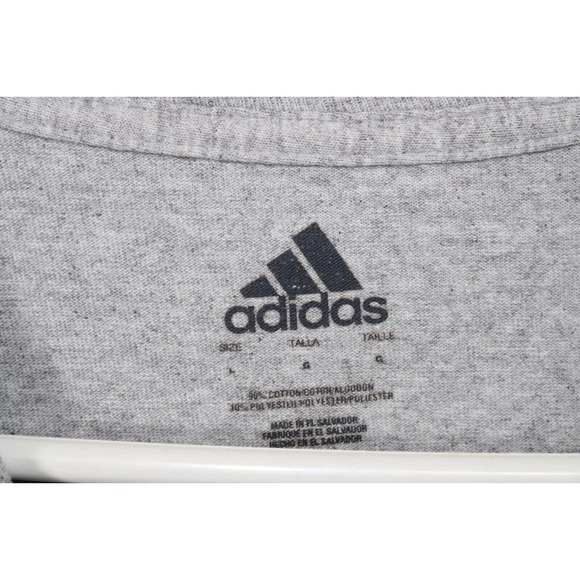 Adidas Men's Gray Large T-Shirt, Polyester, Short-Sleeve - Picture 6 of 8